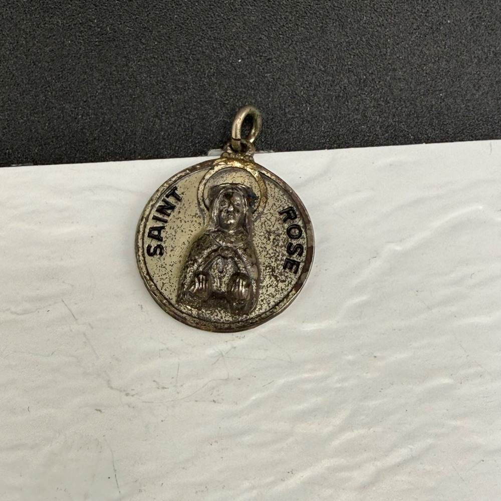 Vintage Sterling Creed St Rose of Lima Silver Faith Medal